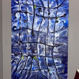 Original Use Blue and Silver Abstract Painting